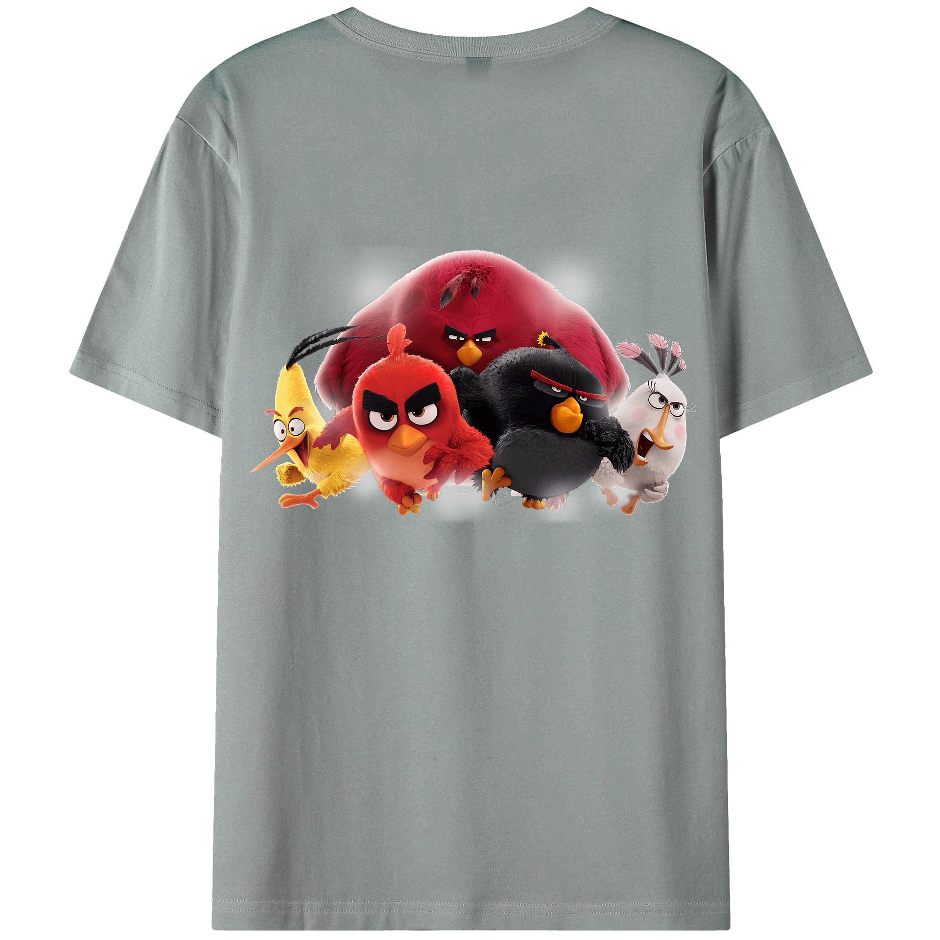 （画像用） Angry Birds アングリーバード 綿100％ メンズ半袖Tシャツ（バックプリント） 通気性